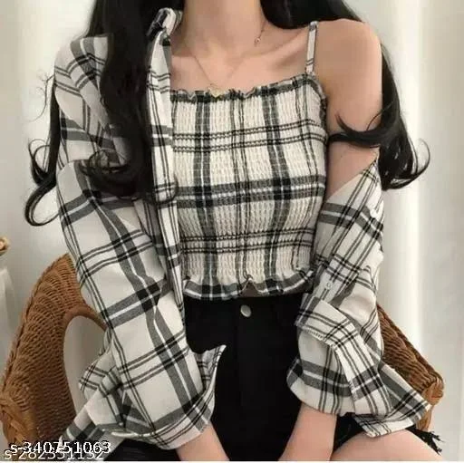Women's Check Shirt and Top Combo